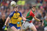 8 June 2014; Cathal Cregg, Roscommon, in action against Lee Keegan, Mayo. Connacht GAA Football Senior Championship, Semi-Final, Roscommon v Mayo, Dr. Hyde Park, Roscommon. Picture credit: Matt Browne / SPORTSFILE
