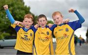 8 June 2014; Roscommon supporters from left, David Gavin age 7, Luke Gavin, age 10, and Shane Gavin, age 9, before the game. Connacht GAA Football Senior Championship, Semi-Final, Roscommon v Mayo, Dr. Hyde Park, Roscommon. Picture credit: Barry Cregg / SPORTSFILE