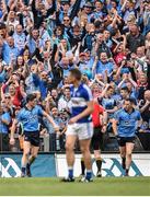 8 June 2014; Dublin's Diarmuid Connelly acknowledges team-mate Philip McMahon after receiving a pass and going on the score his side's first goal. Leinster GAA Football Senior Championship, Quarter-Final, Dublin v Laois, Croke Park, Dublin. Picture credit: Brendan Moran / SPORTSFILE