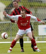 28 May 2006; Trevor Molloy, St. Patrick's Athletic, in action against Anthony Mitchell, Malahide United. FAI Carlsberg Cup, 2nd Round, Malahide United v St. Patrick's Athletic, Gannon Park, Malalhide, Dublin. Picture credit: David Maher / SPORTSFILE