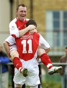 28 May 2006; Trevor Molloy, St. Patrick's Athletic, celebrates after scoring his side's second goal with team-mate Mark Quigley. FAI Carlsberg Cup, 2nd Round, Malahide United v St. Patrick's Athletic, Gannon Park, Malalhide, Dublin. Picture credit: David Maher / SPORTSFILE