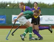 28 May 2006; Justin Sheriff, Pembroke Wanderers, in action against Joe Brennan, Glenanne. ESB All-Ireland Men's Club Championship Final, Glenanne v Pembroke Wanderers, Belfield, UCD, Dublin. Picture credit: Ray Lohan / SPORTSFILE