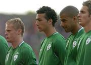 24 May 2006; Stephen Kelly, second from left, Republic of Ireland, lines up alongside his team-mates, Damien Duff, left, Steven Reid and Kevin Doyle, far right. International Friendly, Republic of Ireland v Chile, Lansdowne Road, Dublin. Picture credit; David Maher / SPORTSFILE