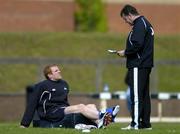 30 May 2006; Lock Paul O'Connell in conversation with forwards coach Niall O'Donovan during Ireland Rugby squad training. University of Limerick, Limerick. Picture credit; Brendan Moran / SPORTSFILE