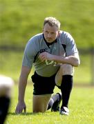 30 May 2006; Lock Mick O'Driscoll does some stretching exercises during Ireland Rugby squad training. University of Limerick, Limerick. Picture credit; Brendan Moran / SPORTSFILE