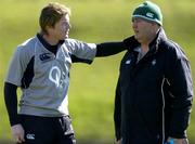 30 May 2006; Captain Brian O'Driscoll in conversation with Baggage Master Paddy &quot;Rala&quot; O'Reilly during Ireland Rugby squad training. University of Limerick, Limerick. Picture credit; Brendan Moran / SPORTSFILE