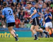8 June 2014; Diarmuid Connolly celebrates his 47th minute goal with corner back Philly McMahon who had supplied the pass before scoring. Leinster GAA Football Senior Championship, Quarter-Final, Dublin v Laois, Croke Park, Dublin. Picture credit: Ray McManus / SPORTSFILE