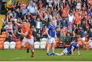 8 June 2014; Armagh's Caolan Rafferty celebrates after scoring his side's first goal of the game. Ulster GAA Football Senior Championship, Quarter-Final, Armagh v Cavan, Athletic Grounds, Armagh. Picture credit: Ramsey Cardy / SPORTSFILE