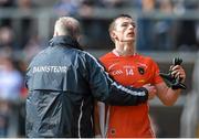 8 June 2014; Armagh's Ethan Rafferty reacts after receiving a red card. Ulster GAA Football Senior Championship, Quarter-Final, Armagh v Cavan, Athletic Grounds, Armagh. Picture credit: Ramsey Cardy / SPORTSFILE