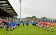 8 June 2014; Cavan and Armagh on parade after a pre-match altercation between the teams. Ulster GAA Football Senior Championship, Quarter-Final, Armagh v Cavan, Athletic Grounds, Armagh. Picture credit: Oliver McVeigh / SPORTSFILE