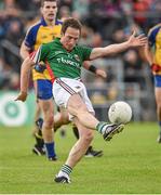 8 June 2014; Alan Dillon, Mayo, kicks his side's thirteenth point of the game to secure victory. Connacht GAA Football Senior Championship, Semi-Final, Roscommon v Mayo, Dr. Hyde Park, Roscommon. Picture credit: Barry Cregg / SPORTSFILE