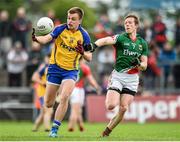 8 June 2014; Enda Smith, Roscommon, in action against Donal Vaughan, Mayo. Connacht GAA Football Senior Championship, Semi-Final, Roscommon v Mayo, Dr. Hyde Park, Roscommon. Picture credit: Matt Browne / SPORTSFILE