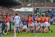 8 June 2014; Players from both sides involved in a disagreement before the pre-match parade. Ulster GAA Football Senior Championship, Quarter-Final, Armagh v Cavan, Athletic Grounds, Armagh. Picture credit: Ramsey Cardy / SPORTSFILE