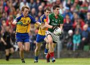 8 June 2014; Alan Freeman, Mayo, in action against Ronan Stack and Niall Carty, Roscommon. Connacht GAA Football Senior Championship, Semi-Final, Roscommon v Mayo, Dr. Hyde Park, Roscommon. Picture credit: Matt Browne / SPORTSFILE