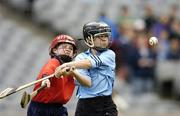 30 May 2006; Ailisha Dowling, Scoil Mhuire GNS, Lucan, in action against Ellen Cavanagh, Scoil Aine, Esker, Lucan. Allianz Cumann na mBunscol Camogie Final, Corn Ollie Quinlan, Scoil Mhuire GNS, Lucan v Scoil Aine, Esker, Lucan, Croke Park, Dublin. Picture credit; Pat Murphy / SPORTSFILE