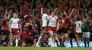20 May 2006; Munster players celebrate victory at the final whistle. Heineken Cup Final, Munster v Biarritz Olympique, Millennium Stadium, Cardiff, Wales. Picture credit; Brendan Moran / SPORTSFILE