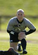 30 May 2006; Scrum-half Peter Stringer does some stretching exercises during Ireland Rugby squad training. University of Limerick, Limerick. Picture credit; Brendan Moran / SPORTSFILE