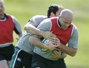 30 May 2006; John Hayes in action against Girvan Dempsey during Ireland Rugby squad training. University of Limerick, Limerick. Picture credit; Brendan Moran / SPORTSFILE