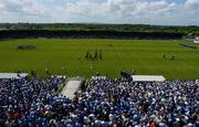 4 June 2006; The Longford and Dublin teams stand for the National Anthem among a crowd of 15,213, before the game. Bank of Ireland Leinster Senior Football Championship, Quarter-Final, Longford v Dublin, Pearse Park, Longford. Picture credit; Brendan Moran / SPORTSFILE