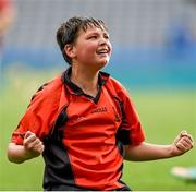 10 June 2014; Robert McGuirk, St. Brigid's BNS Killester, Dublin, reacts to victory after the final whistle is blown. Allianz Cumann na mBunscol Football Finals, Croke Park, Dublin. Picture credit: Barry Cregg / SPORTSFILE