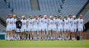 7 June 2014; The Kildare team stand for the National Anthem before the game. Christy Ring Cup Final, Kerry v Kildare, Croke Park, Dublin. Picture credit: Piaras Ó Mídheach / SPORTSFILE
