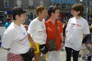 5 June 2006; Competitors who competed in the Flora Women's Mini-Marathon in aid of Special Olympics Ireland, from left, Denise Judge, Cabra, Rita Lawlor, Raheny and Susan Murray, in conversation with Orla Barry, of Newstalk 106FM. Picture credit; Brendan Moran / SPORTSFILE