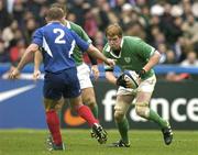 14 February 2004; Paul O'Connell of Ireland in action against William Servat of France during the RBS Six Nations Rugby Championship match between France and Ireland at Stade de France in Paris, France. Photo by Brendan Moran/Sportsfile