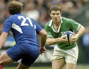 14 February 2004; Gordon D'Arcy of Ireland in action against Brian Liebenberg of France during the RBS Six Nations Rugby Championship match between France and Ireland at Stade de France in Paris, France. Photo by Brendan Moran/Sportsfile