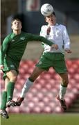 25 February 2004; Ciaran Lyng of Republic of Ireland in action against Andrej Gudic of Slovenia during an U19 International Friendly match between Republic of Ireland and Slovenia at Dalymount Park in Dublin. Photo by David Maher/Sportsfile
