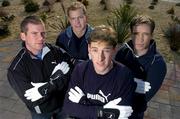 25 February 2004; Puma, the world's fastest growing sport lifestyle brand, has announced that the company, in consultation with a number of it's contracted GAA players, has designed and developed a range of innovative new Gaelic Football gloves. Pictured at the announcement are, from left, Dara O Cinneide of Kerry, Michael Donnellan of Galway, Trevor Giles of Meath, and Kieran McGeeney of Armagh. Photo by Brendan Moran/Sportsfile