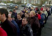 27 February 2004; Munster supporters queue outside the stadium prior to the debut of new signing Christian Cullen in the Celtic League match between Munster and Neath Swansea Ospreys at Musgrave Park in Cork. Photo by Damien Eagers/Sportsfile