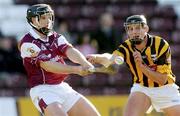 29 February 2004; Fergal Healy of Galway in action against Jackie Tyrrell of Kilkenny during the Allianz Hurling League Division 1A match between Galway and Kilkenny at Pearse Stadium in Galway. Photo by David Maher/Sportsfile