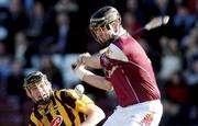 29 February 2004; Diarmuid Cloonan of Galway in action against Martin Comerford of Kilkenny during the Allianz Hurling League Division 1A match between Galway and Kilkenny at Pearse Stadium in Galway. Photo by David Maher/Sportsfile