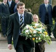 5 March 2005; Offaly football Ciaran McManus in attendance at the funeral of Tyrone footballer Cormac McAnallen at St Patrick's Church in Eglish, Tyrone. Photo by Ray McManus/Sportsfile
