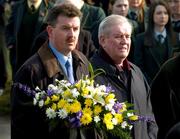 5 March 2005; Dublin County Board Secretary John Costello, left, in attendance at the funeral of Tyrone footballer Cormac McAnallen at St Patrick's Church in Eglish, Tyrone. Photo by Ray McManus/Sportsfile