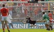 11 June 2006; Armagh goalkeeper Paul Hearty saves from Ryan Keenan, no.20, Fermanagh, during the second half. Bank of Ireland Ulster Senior Football Championship, Semi-Final, Armagh v Fermanagh, St. Tighernach's Park, Clones, Co. Monaghan. Picture credit: David Maher / SPORTSFILE