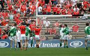 11 June 2006; Armagh players and fans hold their heads after Steven McDonnell misses a goal chance. Bank of Ireland Ulster Senior Football Championship, Semi-Final, Armagh v Fermanagh, St. Tighernach's Park, Clones, Co. Monaghan. Picture credit: Oliver McVeigh / SPORTSFILE