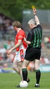 11 June 2006; Referee John Bannon issues a yellow card to Francie Bellew, Armagh. Bank of Ireland Ulster Senior Football Championship, Semi-Final, Armagh v Fermanagh, St. Tighernach's Park, Clones, Co. Monaghan. Picture credit: Oliver McVeigh / SPORTSFILE