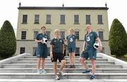 13 June 2014; Republic of Ireland's Niamh Fahey, left, manager Sue Ronan, Julie Ann Russell and Louise Quinn, right, after a press conference ahead of their FIFA Women's World Cup Qualifier against Croatia on Saturday. Republic of Ireland Women’s National Squad Press Conference, Dunboyne Castle, Dunboyne, Co Meath. Picture credit: Ramsey Cardy / SPORTSFILE