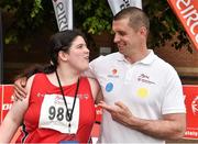 13 June 2014; Chloe Carroll, from Kilcommon, Co. Tipperary, Team Munster, in conversation with former Munster and Ireland rugby player Alan Quinlan at the UL Sport Arena. Special Olympics Ireland Games, University of Limerick, Limerick. Picture credit: Diarmuid Greene / SPORTSFILE