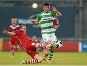 13 June 2014; Ryan Brennan, Shamrock Rovers, in action against Colin Healy, Cork City. SSE Airtricity League Premier Division, Shamrock Rovers v Cork City, Tallaght Stadium, Tallaght, Co. Dublin. Picture credit: Matt Browne / SPORTSFILE