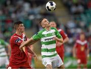 13 June 2014; Kieran Waters, Shamrock Rovers, in action against Brian Lenihan, Cork City. SSE Airtricity League Premier Division, Shamrock Rovers v Cork City, Tallaght Stadium, Tallaght, Co. Dublin. Picture credit: Matt Browne / SPORTSFILE