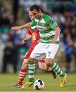 13 June 2014; Eamon Zayed, Shamrock Rovers, in action against Dave O'Leary, Cork City. SSE Airtricity League Premier Division, Shamrock Rovers v Cork City, Tallaght Stadium, Tallaght, Co. Dublin. Picture credit: Matt Browne / SPORTSFILE