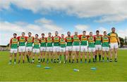 15 June 2014; The Carlow team stand for the national anthem ahead of the game. Leinster GAA Football Senior Championship, Carlow v Meath, Dr. Cullen Park, Carlow. Picture credit: Barry Cregg / SPORTSFILE