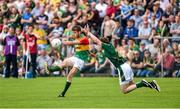 15 June 2014; Paul Broderick, Carlow, in action against Caolan Young, Meath. Leinster GAA Football Senior Championship, Carlow v Meath, Dr. Cullen Park, Carlow. Picture credit: Barry Cregg / SPORTSFILE