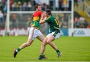 15 June 2014; Darragh Foley, Carlow, in action against Andrew Tormey, Meath. Leinster GAA Football Senior Championship, Carlow v Meath, Dr. Cullen Park, Carlow. Picture credit: Barry Cregg / SPORTSFILE