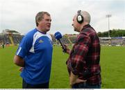 29 May 2016; Cavan manager Terry Hyland is interviewed by Adrian Eames after the Ulster GAA Football Senior Championship quarter-final between Cavan and Armagh at Kingspan Breffni Park, Cavan. Photo by Oliver McVeigh/Sportsfile