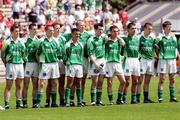 11 June 2006; The Fermanagh team during the National Anthem. Bank of Ireland Ulster Senior Football Championship, Semi-Final, Armagh v Fermanagh, St. Tighernach's Park, Clones, Co. Monaghan. Picture credit: Oliver McVeigh / SPORTSFILE