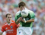 11 June 2006; Peter Sherry, Fermanagh, in action against Paddy McKeever, Armagh. Bank of Ireland Ulster Senior Football Championship, Semi-Final, Armagh v Fermanagh, St. Tighernach's Park, Clones, Co. Monaghan. Picture credit: David Maher / SPORTSFILE