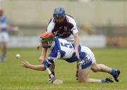 17 June 2006; John A Delaney, Laois, in action against Damien Hayes, Galway. Guinness All-Ireland Senior Hurling Championship Qualifier, Round 1, Laois v Galway, O'Moore Park, Portlaoise, Co. Laois. Picture credit: Brian Lawless / SPORTSFILE